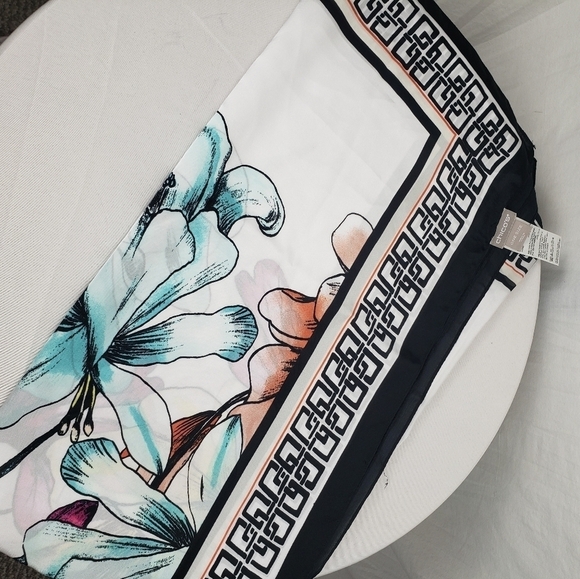 NWT Chico's Satin Floral White Multicolored Scarf - Picture 3 of 5